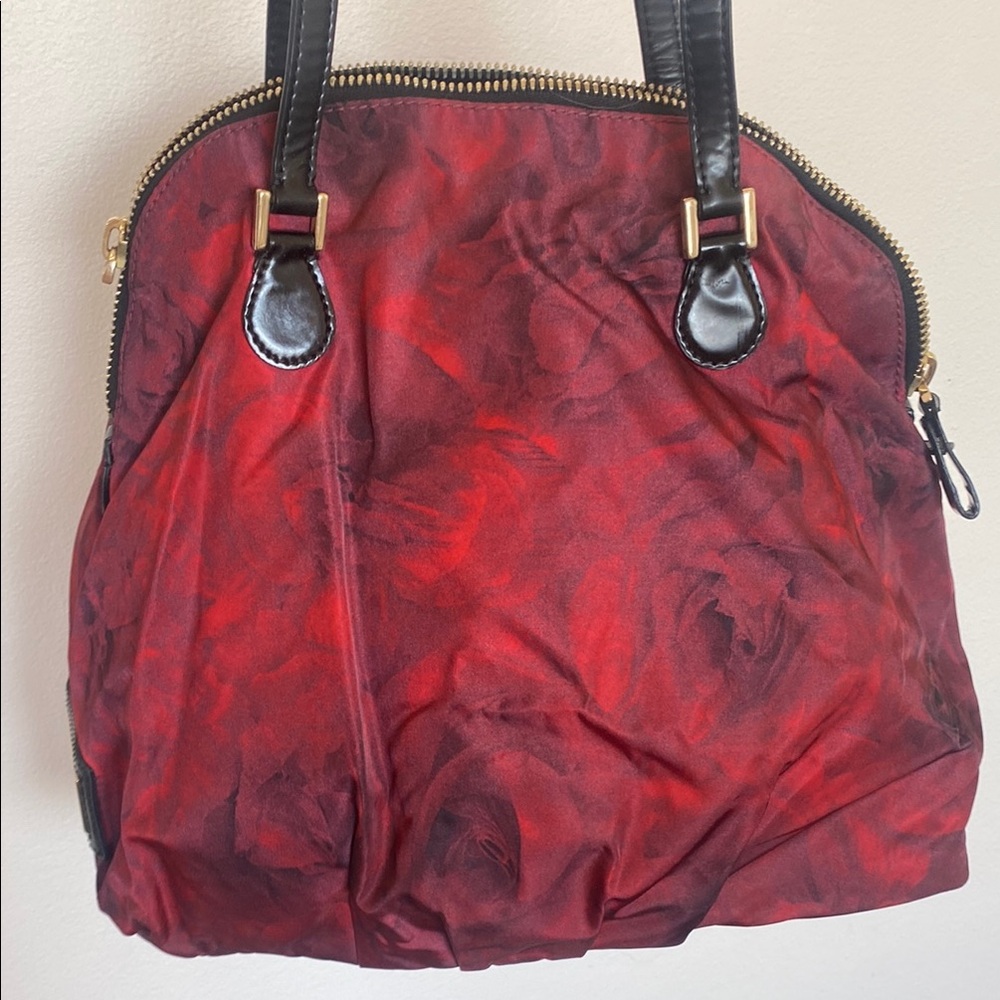 Valentino Garavani Red and Black Floral Shoulder Bag